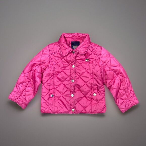 Tommy Hilfiger Girls Pink Diamond Quilted Barn Jacket Coat Size 4T - Picture 1 of 13